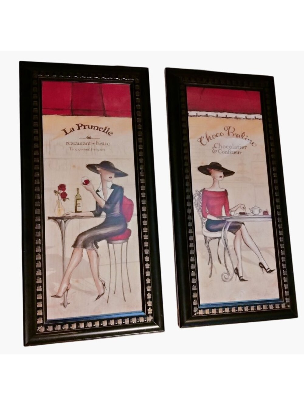 French Cafe Scene Framed Wall Art Print Bistro Choco Praline Chocolatier lot 2